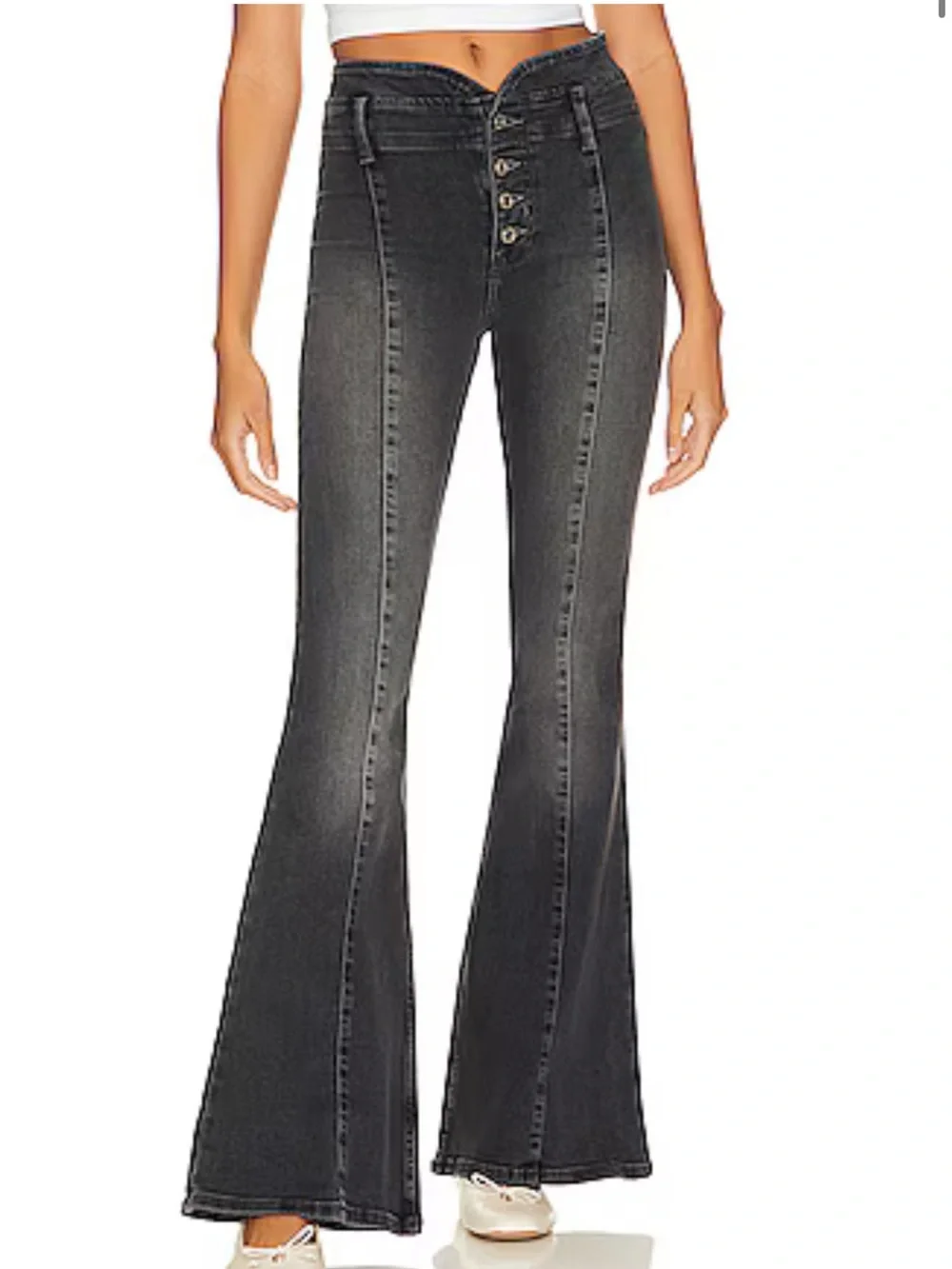 NWT We The Free People Jayde High Rise Flare Leg White Jeans Stretch Women's 27